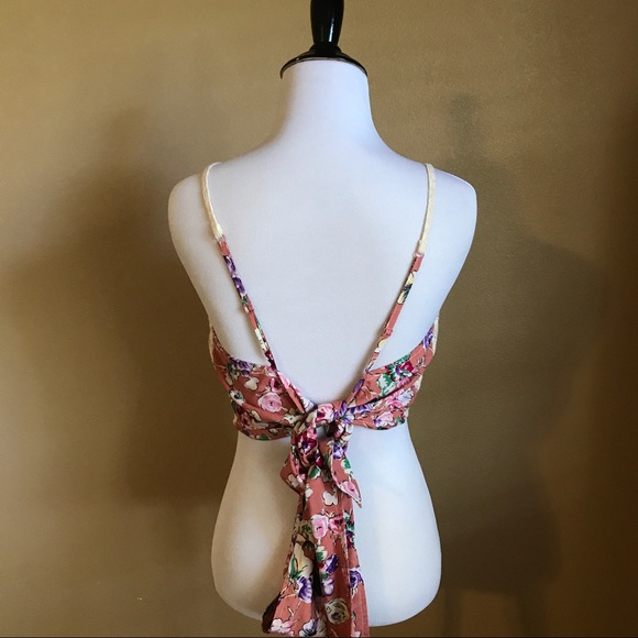 Free People Lace Halter Crop Top with Tie in Back - Picture 4 of 8